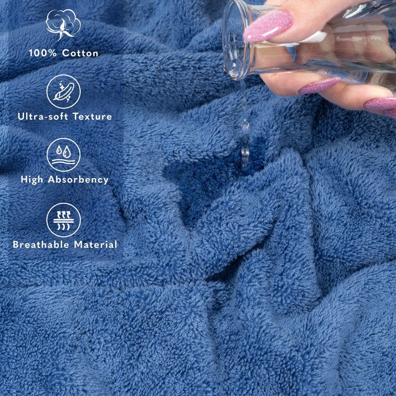 Darcelle 100% Cotton 40 x 80 Oversized Bath Towel Sheet, Electric Blue
