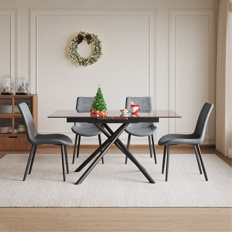 Ensemble de table de salle à manger extensible avec chaises sans accoudoirs, ensemble de salle à manger moderne pour petits espaces, cuisine et appartement