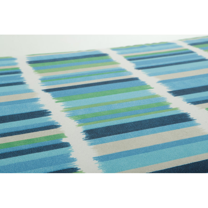 Azure Blue and Green Striped Outdoor Lumbar Pillows Set