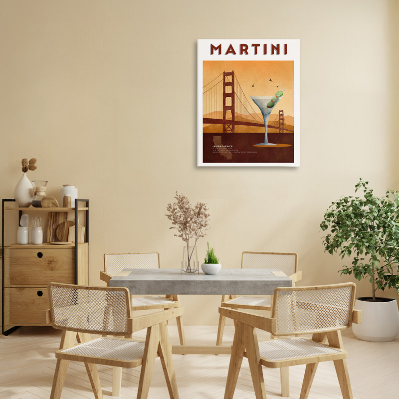 Toile rétro «Martini & Bridge View», conception par Brett Blumenthal, H 20 po x l 16 po