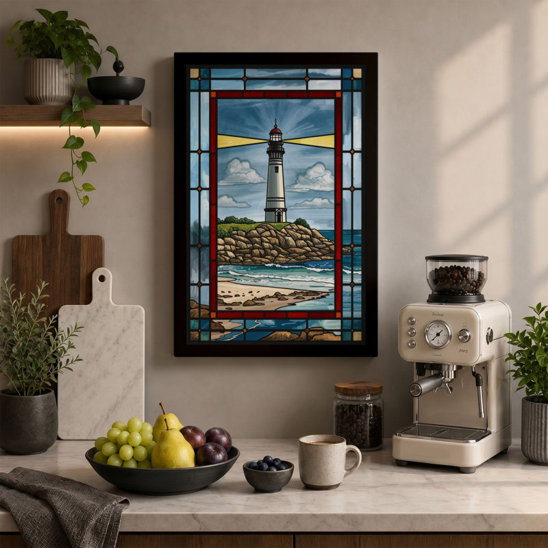 Lighthouse Keeper Geometric - Wrapped Canvas, 18x12 - 45.7 x 30.5 cm, White Border