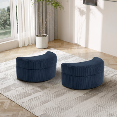 33.5cm Wide Curved Solid Colour Footstool Ottoman with Storage