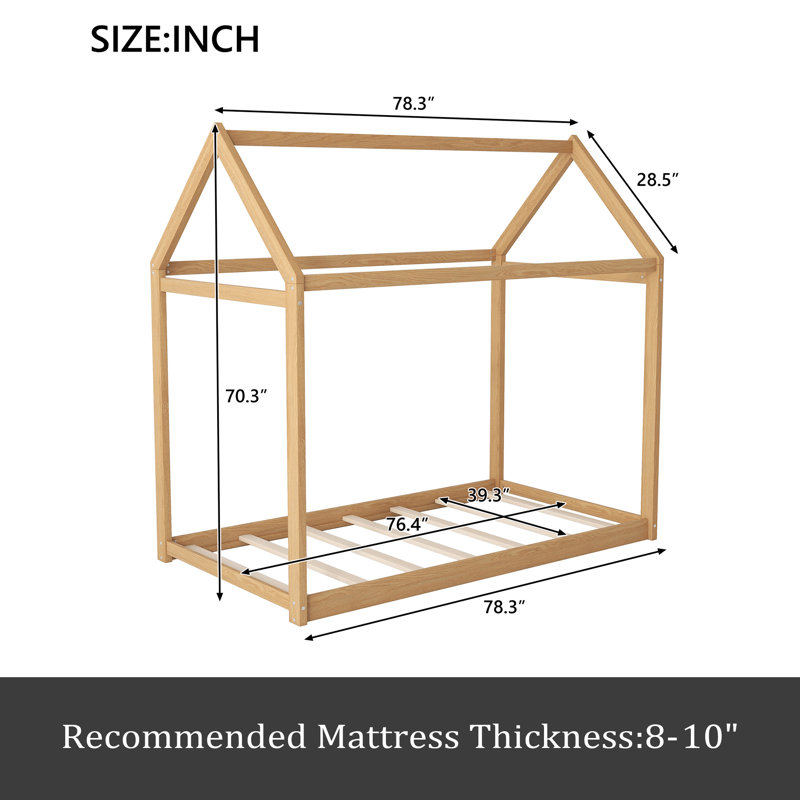 Lit simple en bois