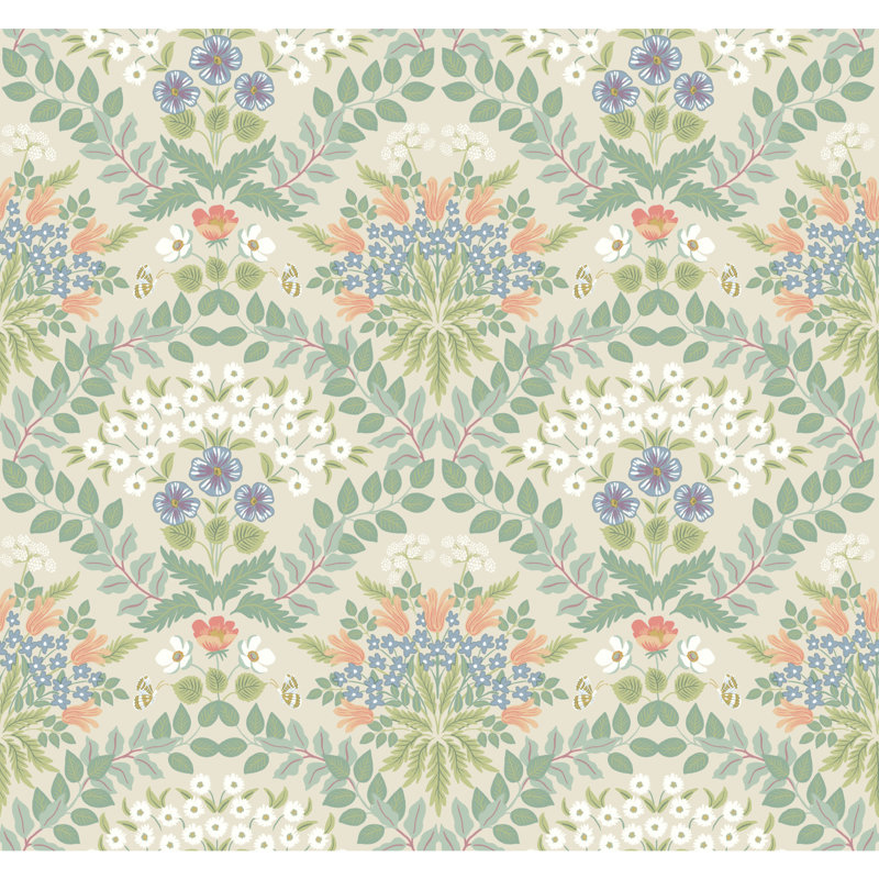 Rouleau de papier peint lisse L 27 pi x l 27 po Bramble, Beige / vert