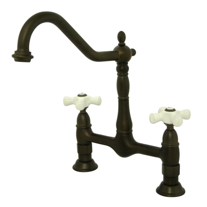 Robinet de pont Heritage, Bronze frotté à l'huile / blanc