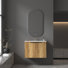 Meuble-lavabo mural flottant 30 po avec lavabo intégré en pierre artificielle et portes à fermeture douce en chêne chaud