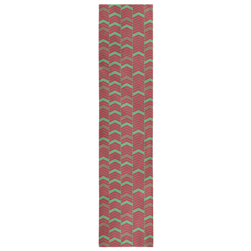 Chemin de table Festive Hol, L 72 po x l 16 po, Vert / Rouge, Mélange de coton