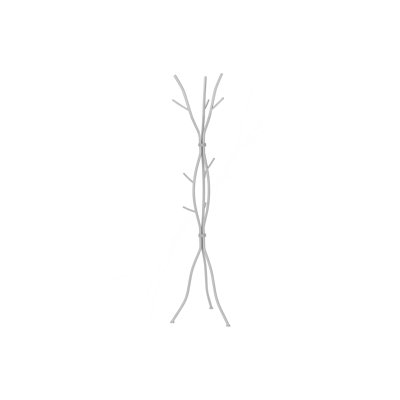 Coat Rack, Hall Tree, Free Standing, 11 Hooks, Entryway, 74"H, Bedroom, Grey Metal, Contemporary, Modern