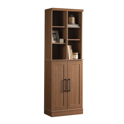 Brown Finish Storage Cabinet, Adjustable Shelves, Complementary To Home Interior Design Shelves For Customizable Layout, Ideal Small Areas