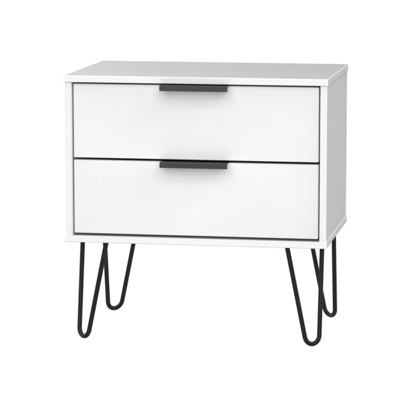 Fully Assembled Myakka 2 Drawer Bedside Table, White