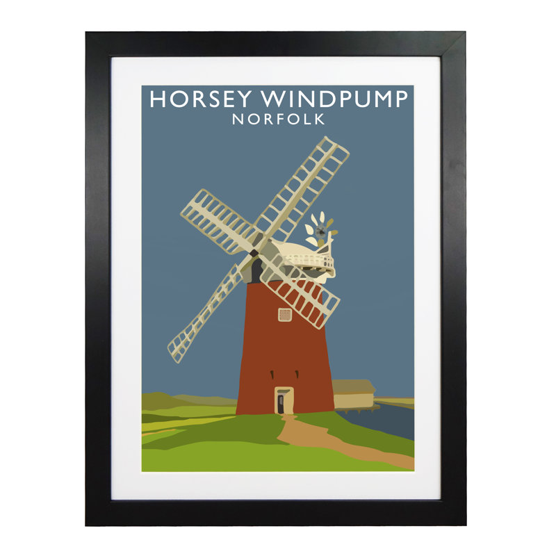 Horsey Windpump by Richard O'Neil - Print, 43.5 cm H x 33.5 cm W x 2.2 cm D, Black Wood Frame