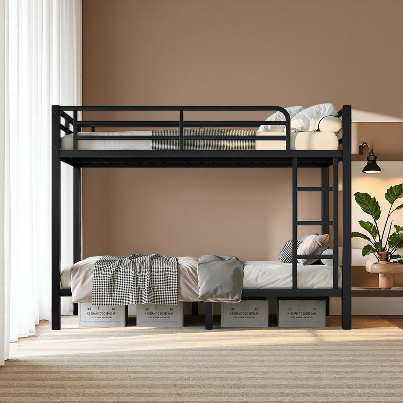 Lit superposé simple au-dessus d'un lit simple en métal pour les adolescents et les adultes, peu encombrant / sans bruit de sommier