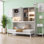 Lit escamotable mural simple avec armoire supérieure et tablettes, conception pliable peu encombrante avec lumière DEL et ports USB, blanc