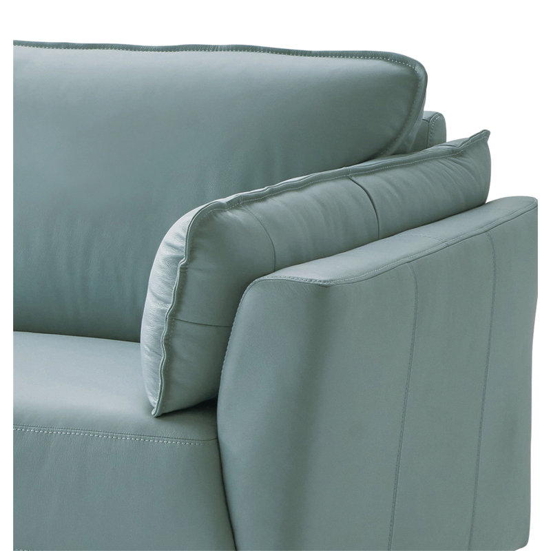 Canapé Greidy, cuir fleur bleu clair et finition noire LV02387