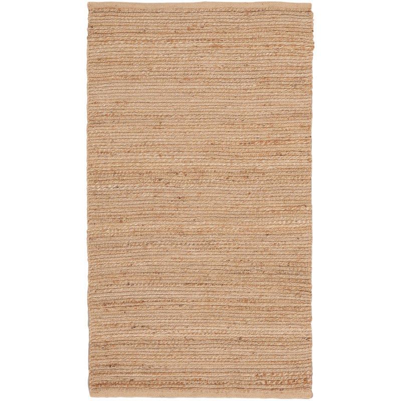 Tapis tissé à plat de couleur unie Gerri, Rectangulaire 3 pi x 5 pi, Tanné