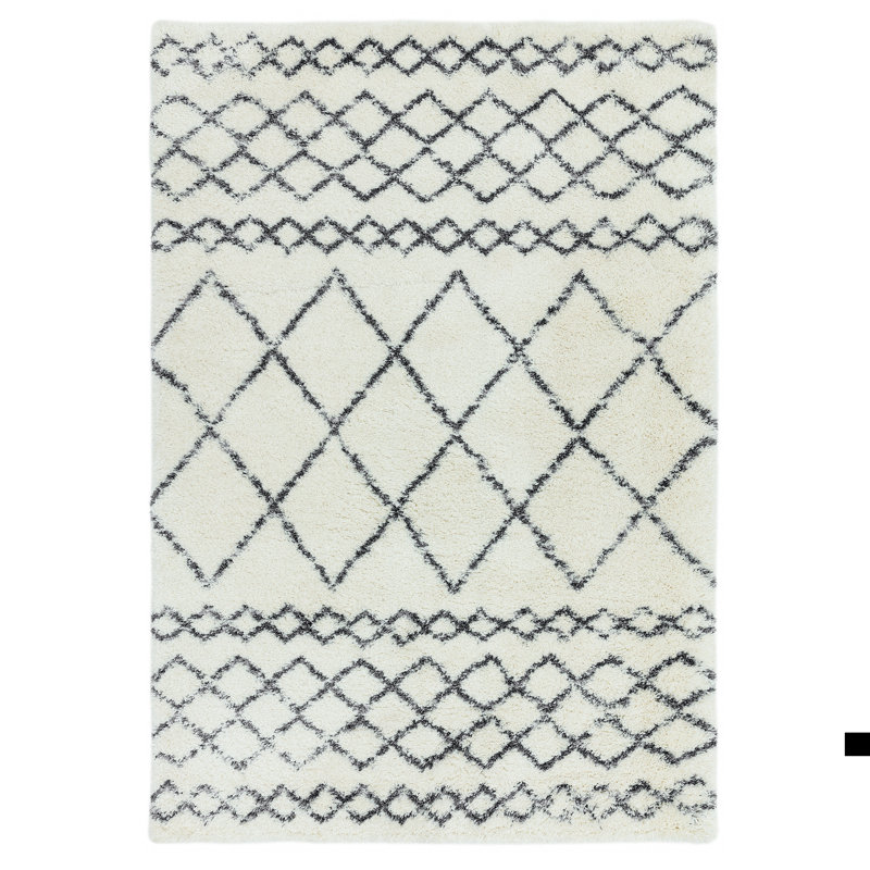 Manilow Tribal Shaggy Cream/Grey Area Rug, Rectangle 160 x 230cm