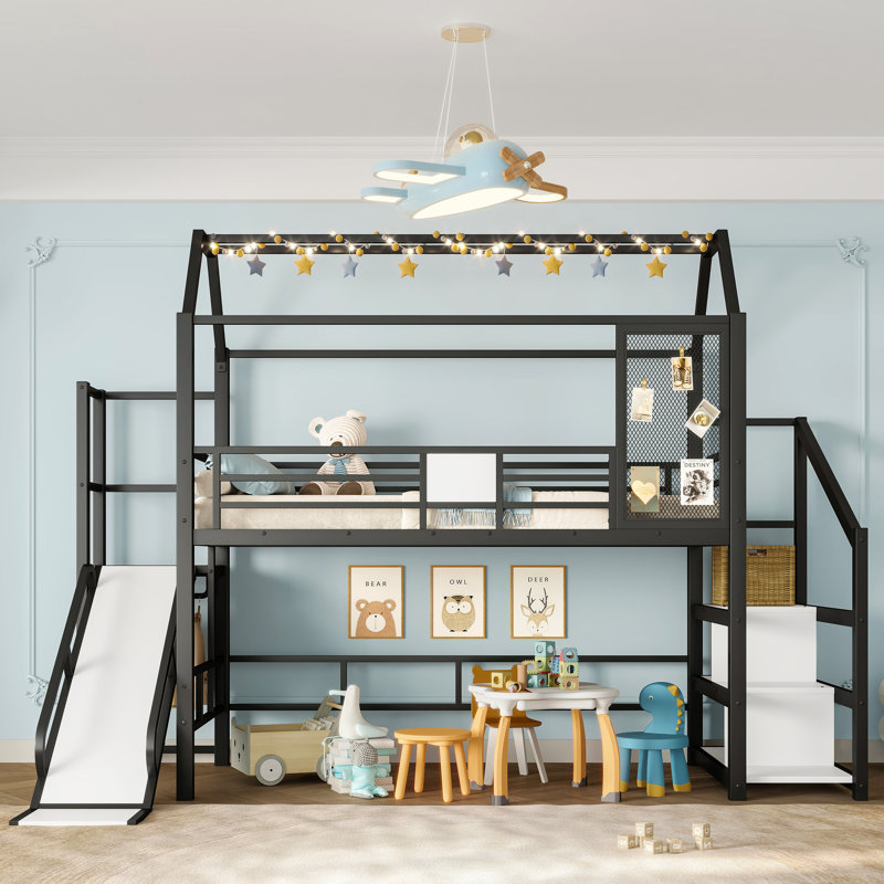 Lit mezzanine Jorin Modern, Lit simple, Noir