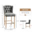 Tabouret de comptoir 26,75 po, gris, siège, tabouret en bois massif, gris, tissu respirant, pieds stables