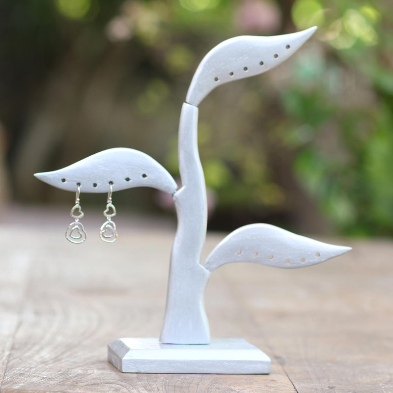 Wood Jewelry Stand, Silver
