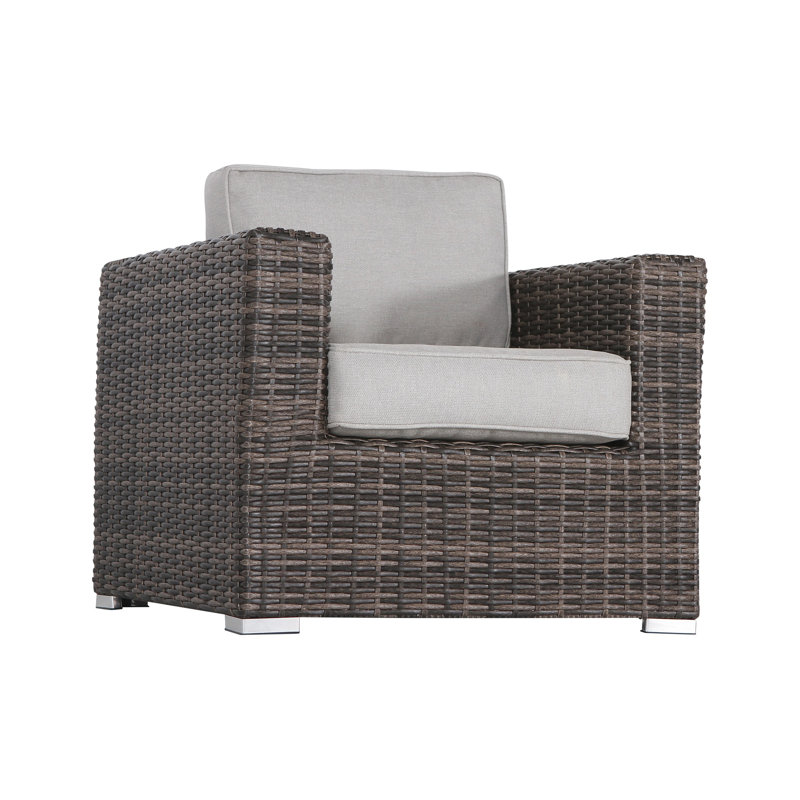 Melanie Fully Assembled Patio Chair with Cushions, Olefin Gray, Brown