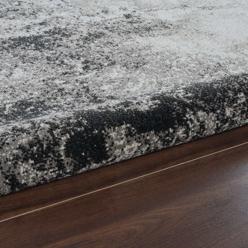 Machine Washable Felix Gray/Black Rug, Runner 2'6'' x 8'