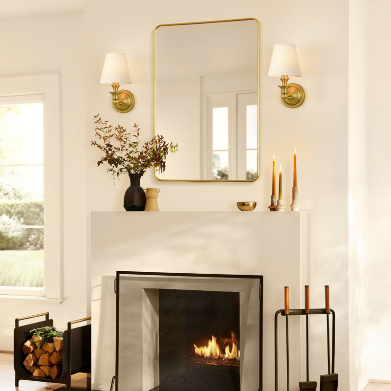 1-Light Modern Fabric Shade Wall Sconce, Gold