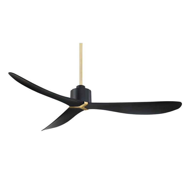 Élégant ventilateur de plafond noir et laiton avec télécommande TAROS 60 - écoénergétique et homologué DAMP