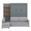 Lit escamotable avec canapé modulaire et tablettes de rangement réversibles, grand-108195640
