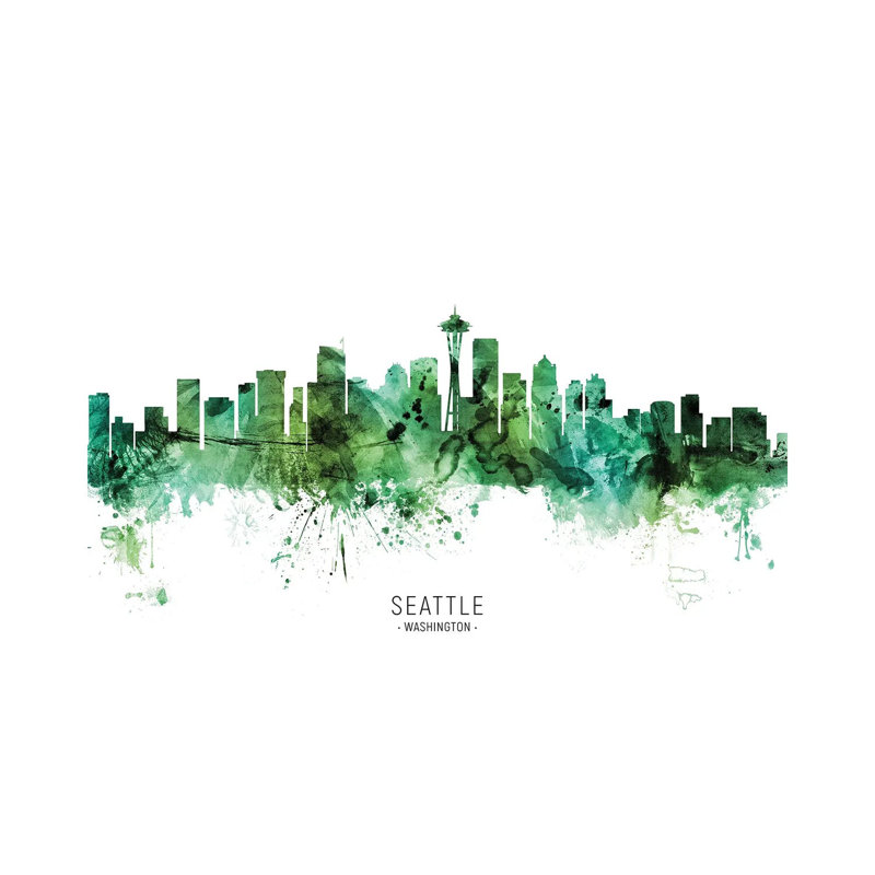 Seattle Washington Skyline by Michael Tompsett - Wrapped Canvas Painting, 45.72cm H x 66.04cm W x 1.91cm D