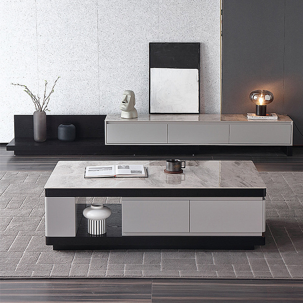 Bkoksety Modern simple rock slate coffee table TV stand set - Wayfair ...