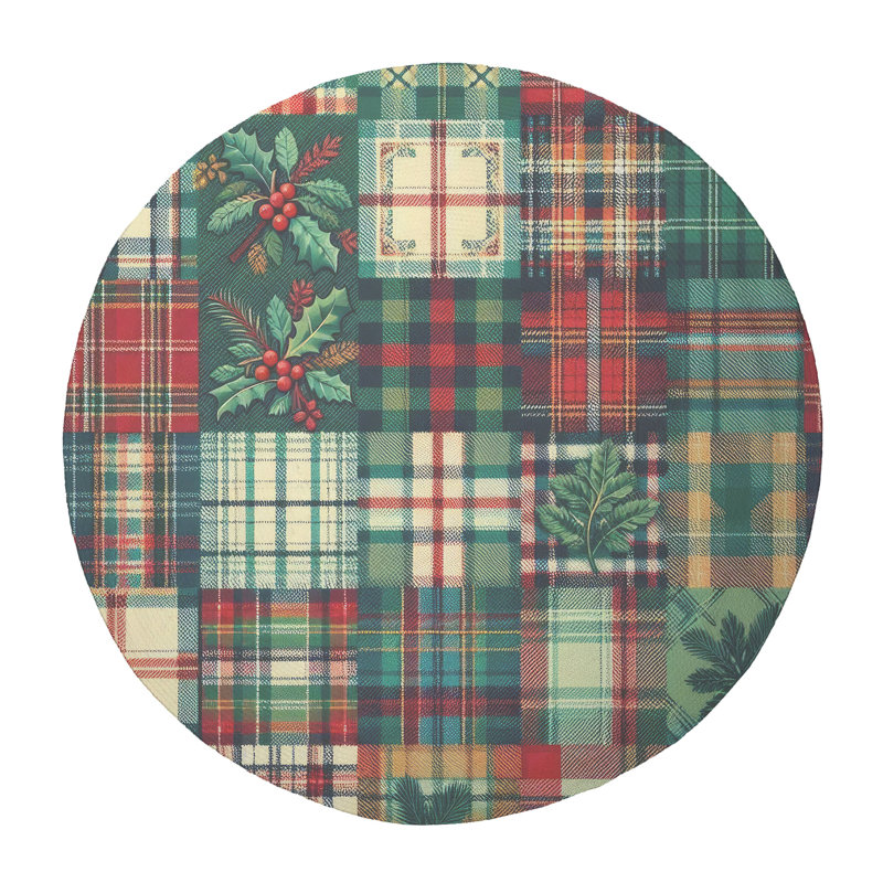 Timeless Tartan Patterns Braided Rug, Round 5'