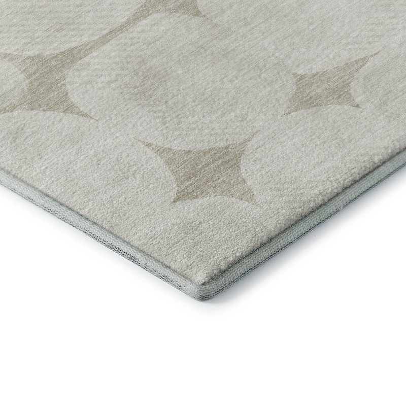 Tapis beige Prisco lavable à la machine de qualité supérieure, Rectangle 9 pi x 12 pi