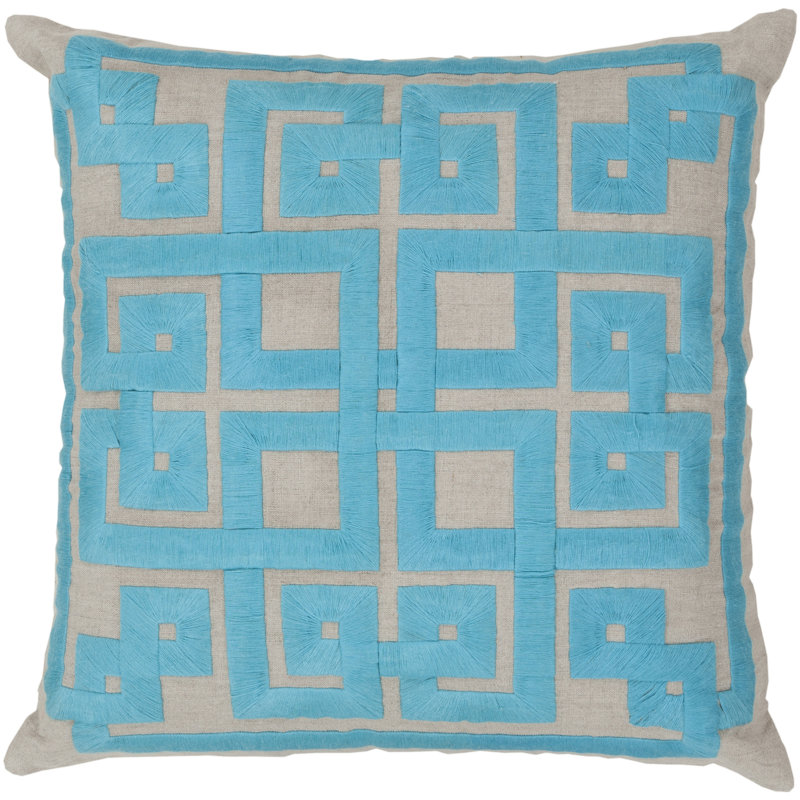 Housse de coussin en lin Gramercy, 20 po x 20 po, Bleu / gris
