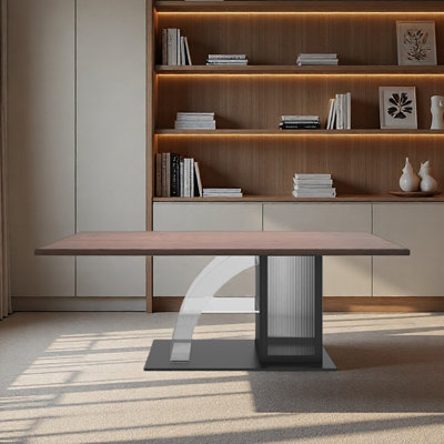 Solid wood desk with household metal legs