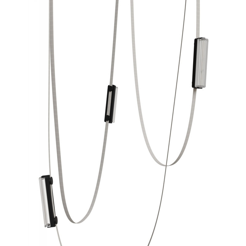  Fremont ​belt 3-light 275"l Pendant In Ivory/clear Ribbed Glass Bars
