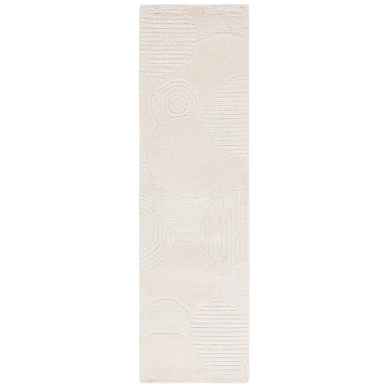 Maryorie Ebony Hand Tufted Wool/Cotton Abstract Rug in Ivory, Runner 2'3" x 8'