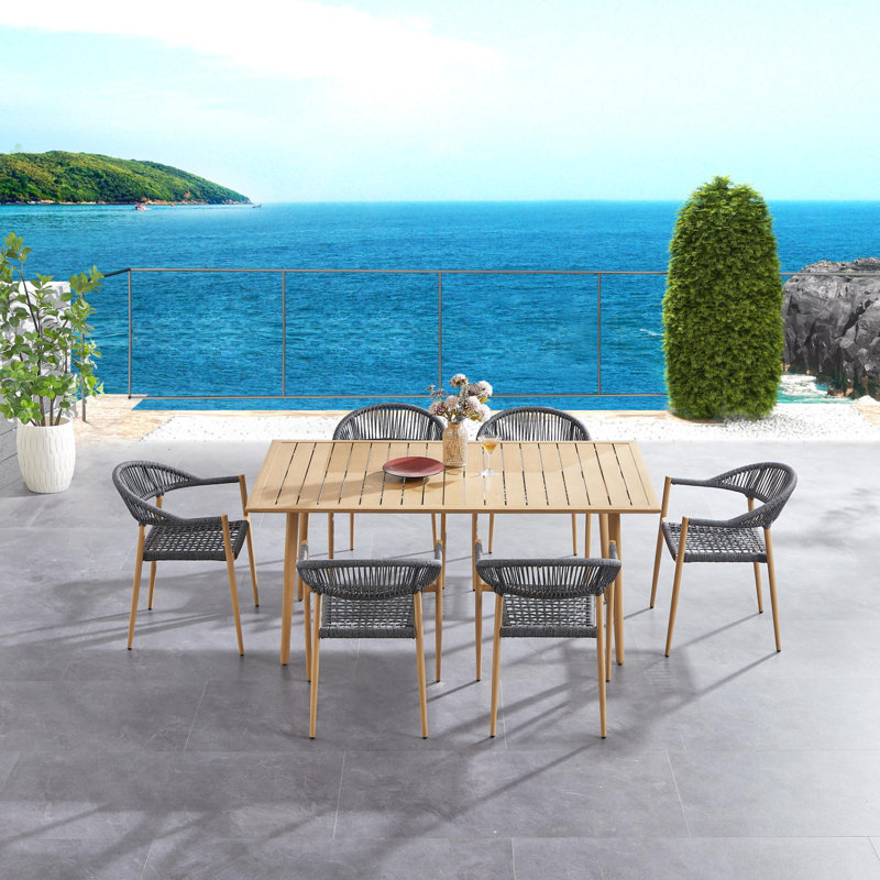 Oniel 67'' Rectangular 6 - Person Outdoor Dining Set