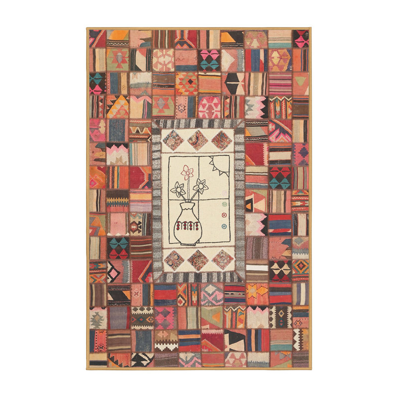 Tapis brun/beige contemporain, Rectangle 7 pi x 9 pi