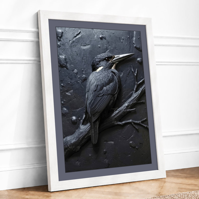 Solitary Heron Japandi - Print, A3 - 42.0 x 29.7 cm, White
