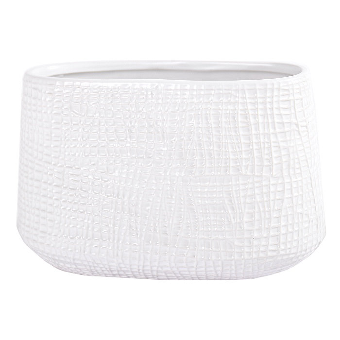 Vase de table en céramique Raphaela, Blanc, 7" H x 9" W x 4" D