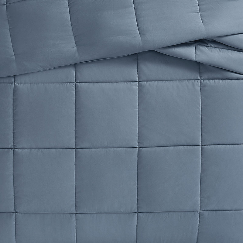 Truly Soft Solid Recycled Sustainable Comforter Set, Queen Comforter + 2 Standard Shams, Blue 
