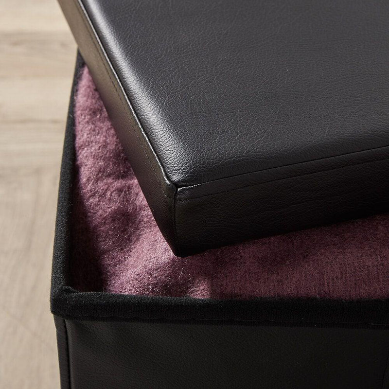Madgalene 38cm Wide Faux Leather Square Solid Colour Cube Ottoman with Storage