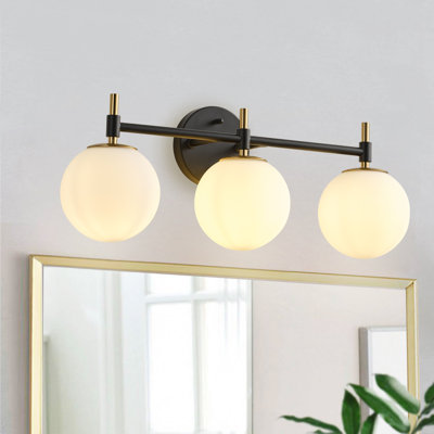 3-Lamp black white dimmable glass iron Vanity Light