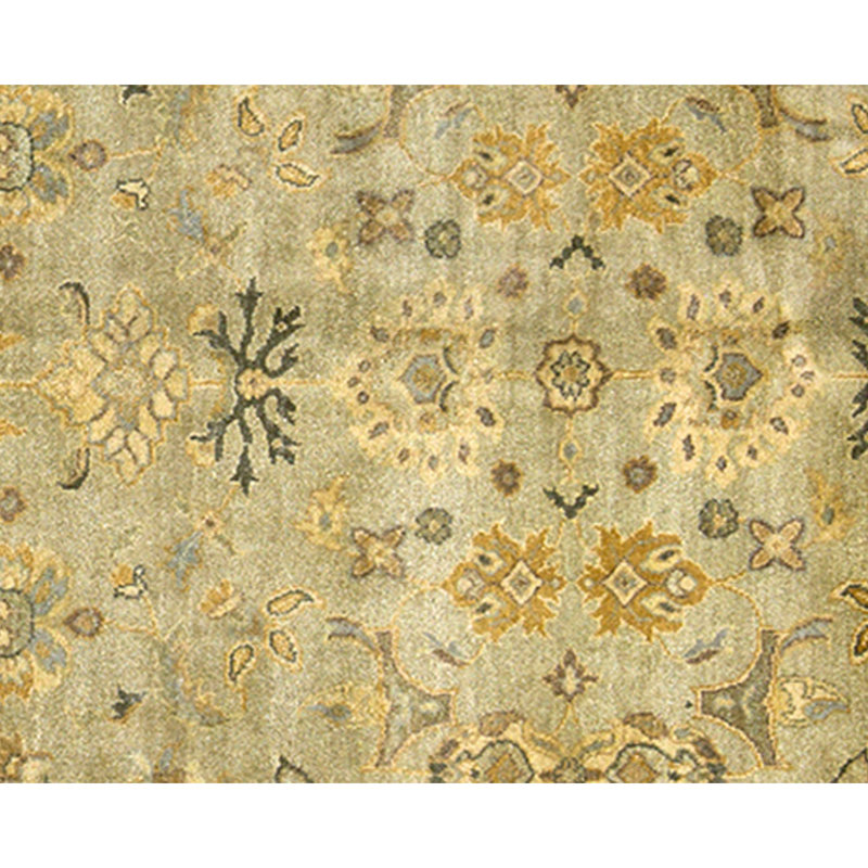 Hand Knotted Wool Area Rug in Ivory And Gold