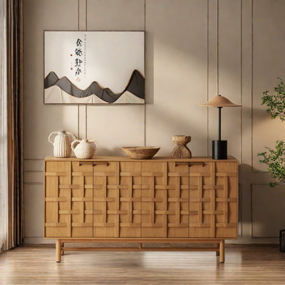 Buffet décoratif vintage en bois massif