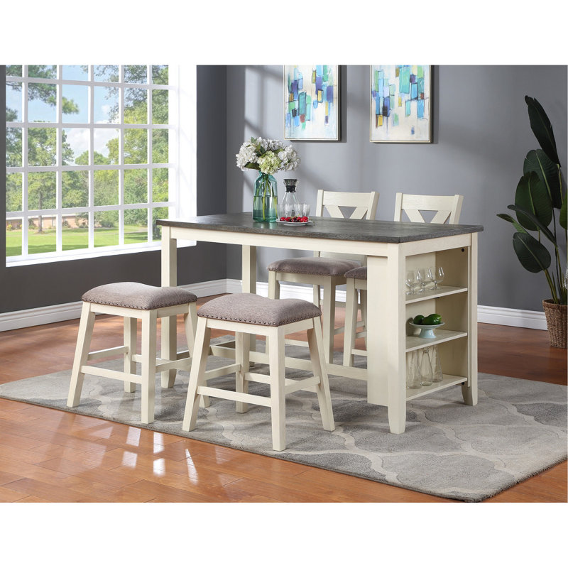 Tabourets de bar modernes de 2 - siège à coussin en bois crème pour salle à manger en mousse de style classique blanc