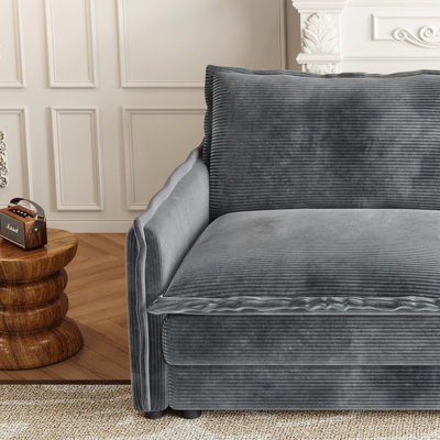 Sofas Couches, Large Deep Seat 2-Seat Loveseat with 2 Pillows, for Living Room Bedroom Home Office | Corduroy | Grey