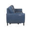 Causeuse à console haute - cuir fleur, double puissance, bleu océan - repose-pieds escamotable, pieds chromés évasés, aspect meuble Motion