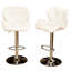 2 tabourets blancs contemporains - hauteur réglable hydraulique, siège en cuir de polyuréthane, repose-pieds pour une assise détendue et confortable, tabourets de bar, hauteur réglable, très confortable-190742824
