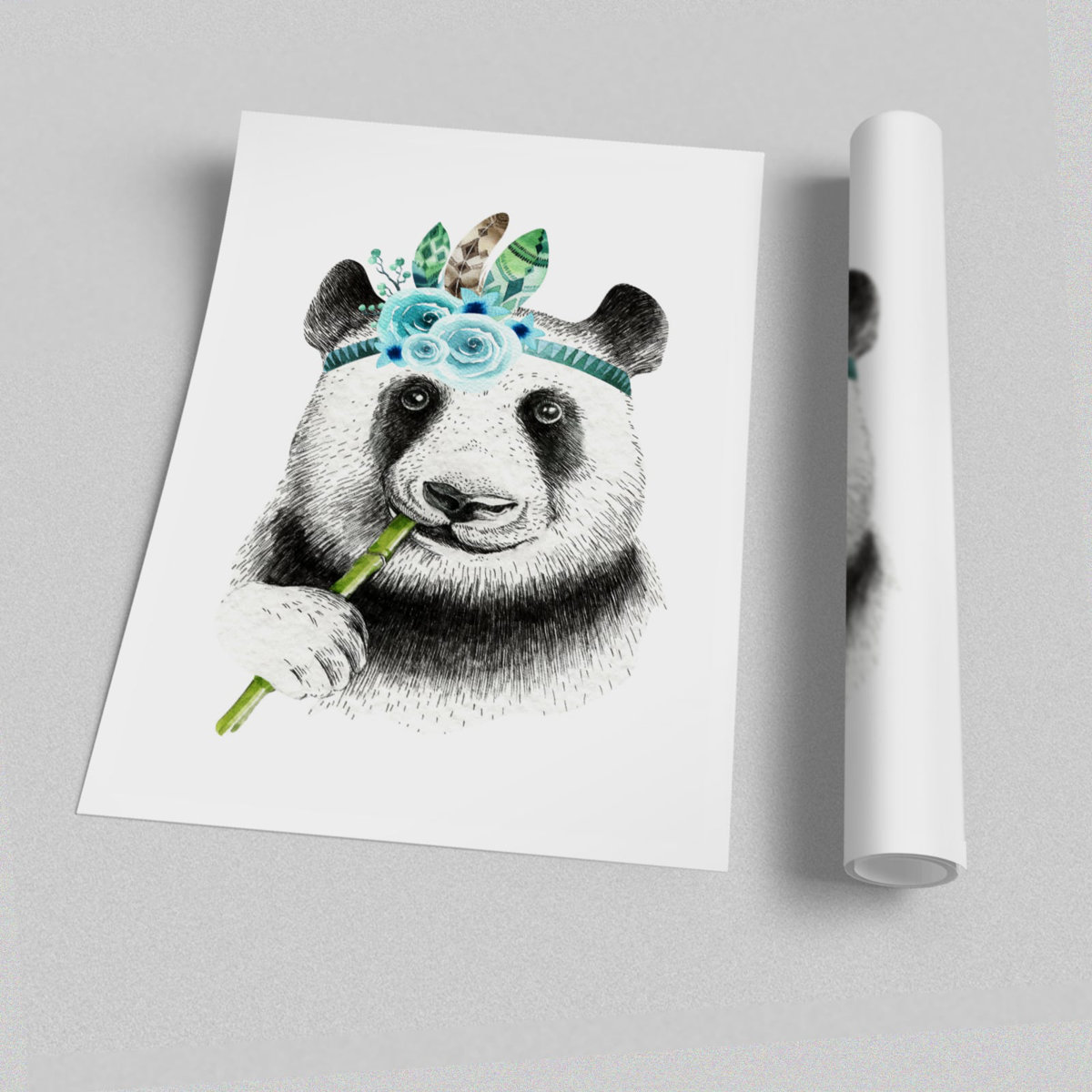 East Urban Home 'Panda Bamboo Wildlife' - Unframed Graphic Art Print on ...